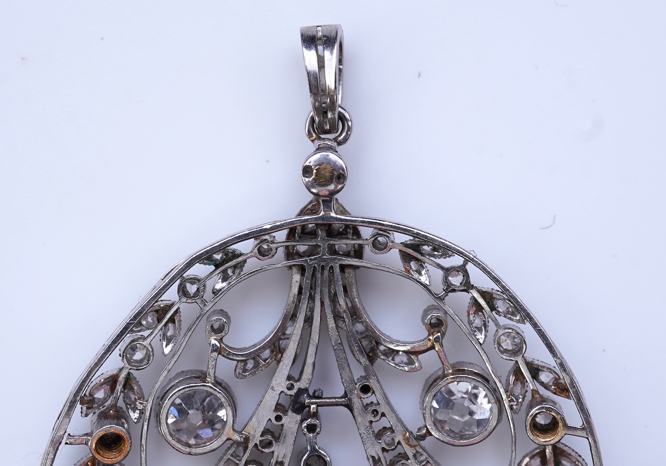 A fine Belle Epoque natural pearl and diamond pendant, circa 1910